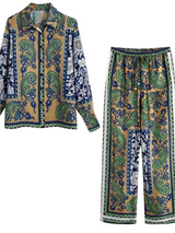 Boho Luxe Paisley Printed Royal Crepe Co-ord Set – Multi