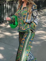 Boho Luxe Paisley Printed Royal Crepe Co-ord Set – Multi