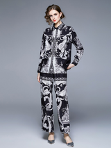 Baroque Shadow Embellished Royal Crepe Co-ord Set – Black