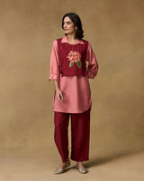 Burgandy Blossom Hand Embroidered Co-ord Set