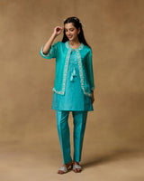 Turquoise Grace Hand Embroidered Co-ord Set