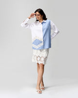 Lace Bloom Color Block Shirt