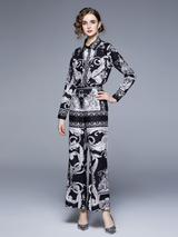 Baroque Shadow Embellished Royal Crepe Co-ord Set – Black