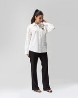 Owl Hand Embroidered Oversized Shirt