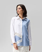 Lace Bloom Color Block Shirt