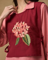 Burgandy Blossom Hand Embroidered Co-ord Set