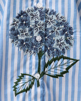 Hydrangea Hand-bead Embroidered Cotton Shirt