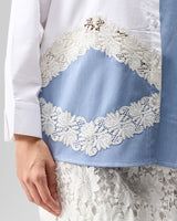 Lace Bloom Color Block Shirt