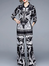 Baroque Shadow Embellished Royal Crepe Co-ord Set – Black