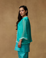 Turquoise Grace Hand Embroidered Co-ord Set