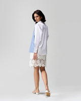 Lace Bloom Color Block Shirt
