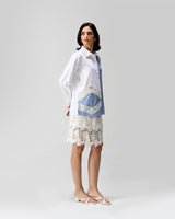 Lace Bloom Color Block Shirt