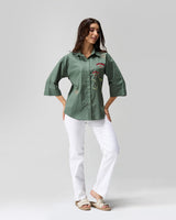 Wildflower Sage Hand Embellished Shirt