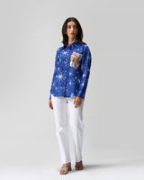 Bloom in Blue Hand Embroidered Statement Shirt