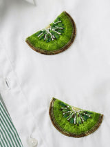 Cotton Embroidery Kiwi Slice Shirt