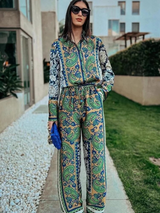 Boho Luxe Paisley Printed Royal Crepe Co-ord Set – Multi