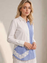 Lace Bloom Color block Shirt