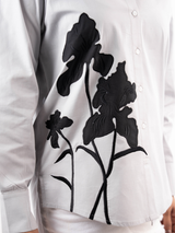 Botanical Embroidered Grey Shirt