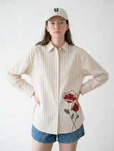 Red Poppy Embroidered Shirt