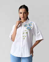 Ivory Botanica Applique and Hand Embellished Shirt