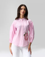 Soft Rose Hand Embroidered Statement Shirt