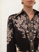Ornate Garden Tapestry Printed Royal Crepe Shirt – Black