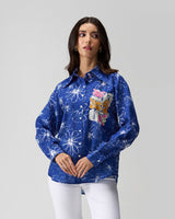 Bloom in Blue Hand Embroidered Statement Shirt
