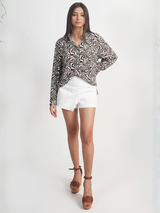 Leopard Print Royal Crape Shirt – Black & Brown