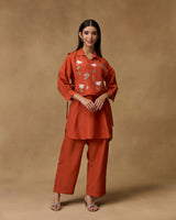 Ember Blossom Hand Embroidered Co-ord Set