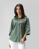 Wildflower Sage Hand Embellished Shirt