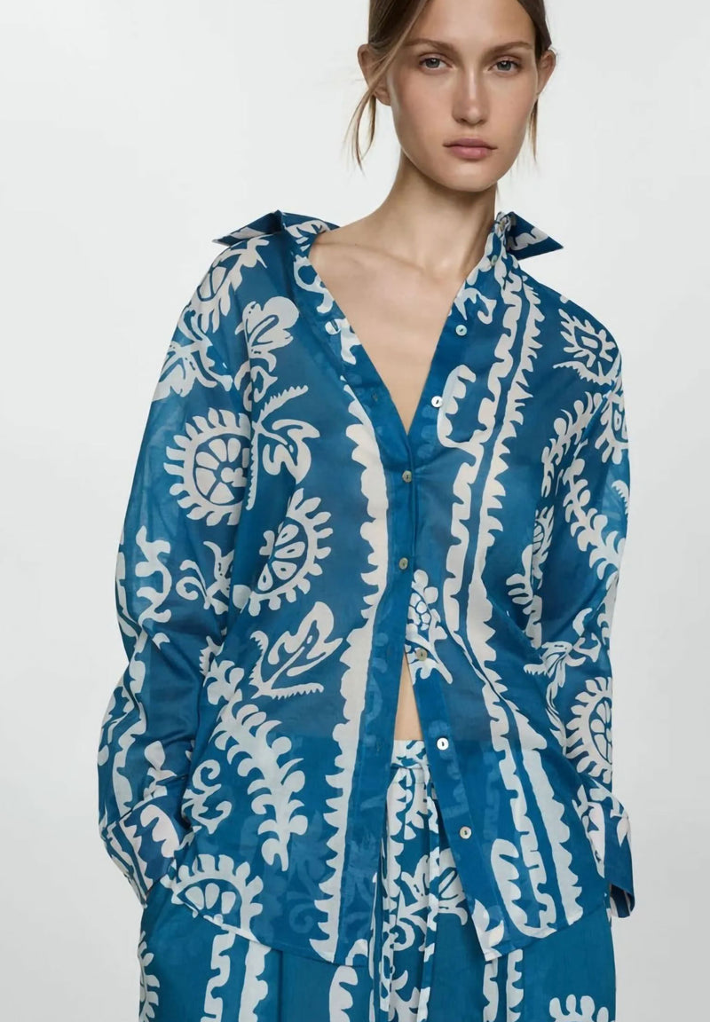 Indigo Tide Printed Royal Crape Co-ord Set