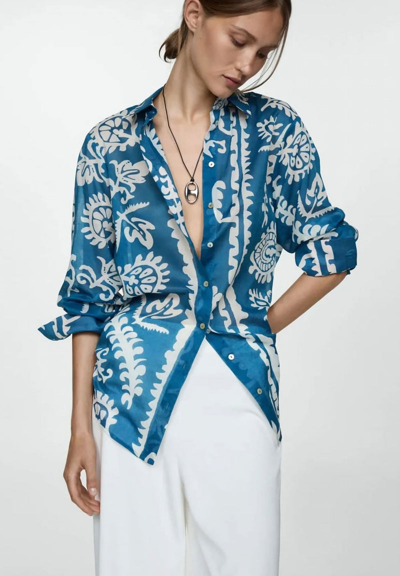 Indigo Tide Printed Royal Crape Co-ord Set