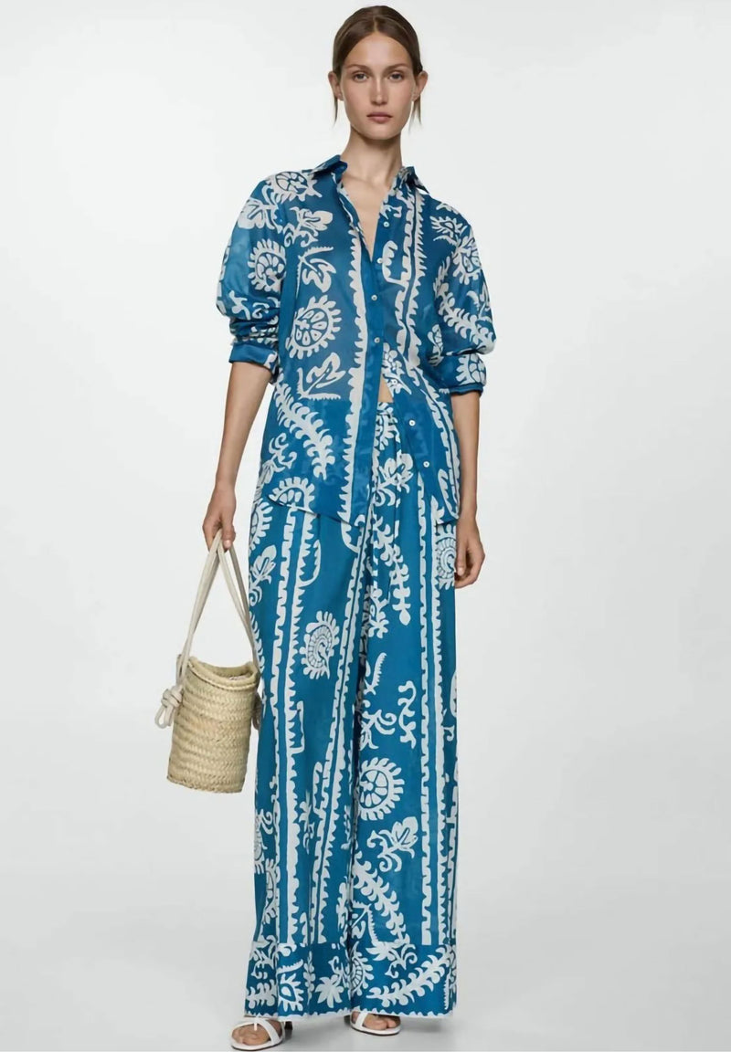Indigo Tide Printed Royal Crape Co-ord Set