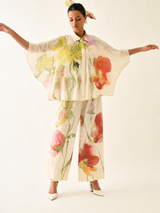 Siorai Ivory Cream Royal Crepe Printed Kaftan Co-ord Set