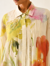 Siorai Ivory Cream Royal Crepe Printed Kaftan Co-ord Set