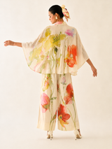 Siorai Ivory Cream Royal Crepe Printed Kaftan Co-ord Set
