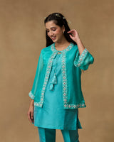 Turquoise Grace Hand Embroidered Co-ord Set