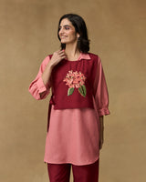 Burgandy Blossom Hand Embroidered Co-ord Set