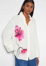 Blooming Elegance Royal Crepe Shirt – Ivory