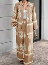Beige & Cream Ornamental Royal Crape Co-ord Set