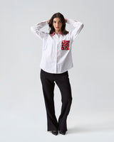 Ruby Bloom Hand Embroidered Shirt