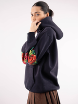 The Navy Flora Hoodie