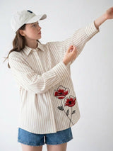 Red Poppy Embroidered Shirt