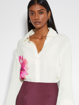 Blooming Elegance Royal Crepe Shirt – Ivory