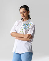 Ivory Botanica Applique and Hand Embellished Shirt