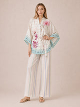 Siorai Ivory Iris Royal Crepe Printed Co-ord Set