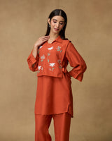 Ember Blossom Hand Embroidered Co-ord Set