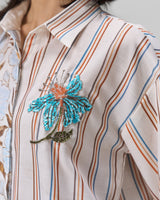 Petal and Stripe Hand Embroidered Shirt