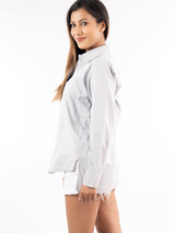 Botanical Embroidered Grey Shirt