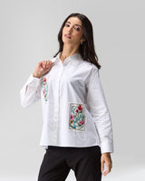 Garden Postcard Applique and Hand Embroidered Shirt